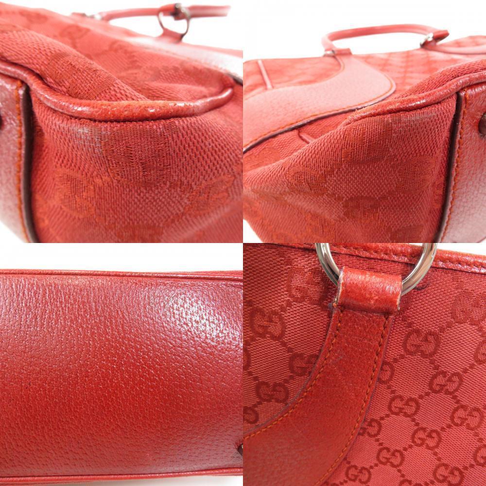 Gucci Leather Red bag Red tote Canvas GG Shoulder - Picture 9 of 11
